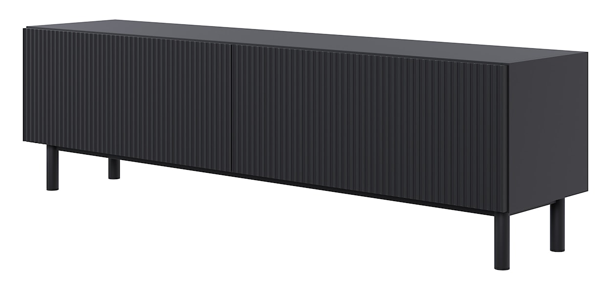 Szafka RTV Veldio New z frezowanym frontem 140 cm czarna  - zdjęcie 8