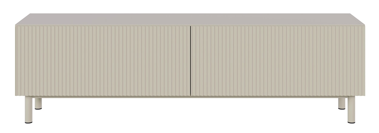 Szafka RTV Veldio New z frezowanym frontem 140 cm szary beż  - zdjęcie 6