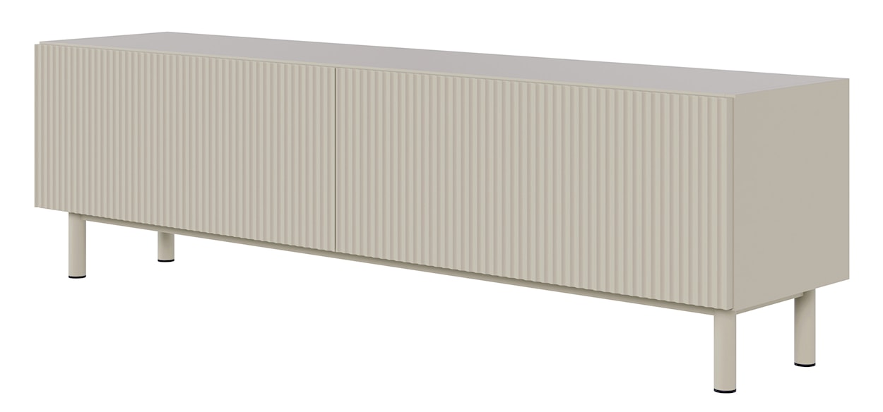Szafka RTV Veldio New z frezowanym frontem 140 cm szary beż  - zdjęcie 11