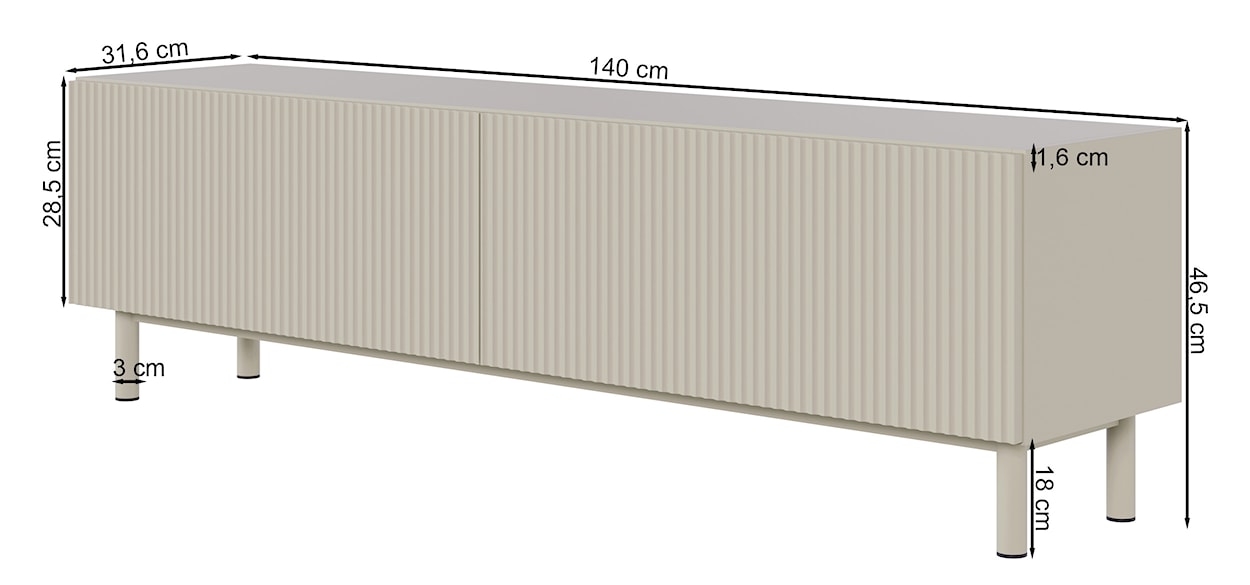 Szafka RTV Veldio New z frezowanym frontem 140 cm szary beż  - zdjęcie 13