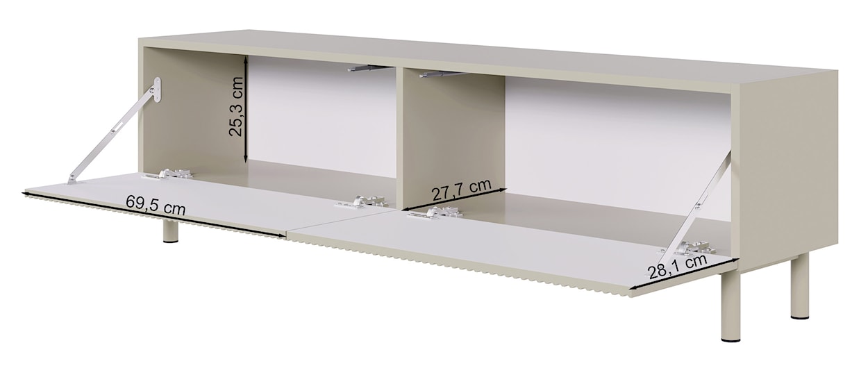 Szafka RTV Veldio New z frezowanym frontem 140 cm szary beż  - zdjęcie 15