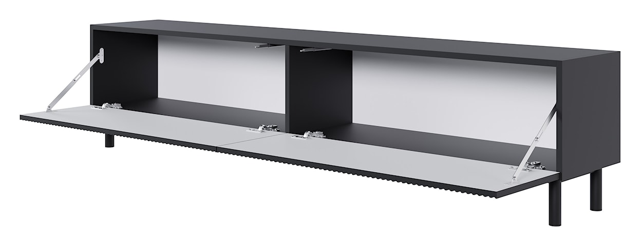 Szafka RTV Veldio New z frezowanym frontem 175 cm czarna  - zdjęcie 3