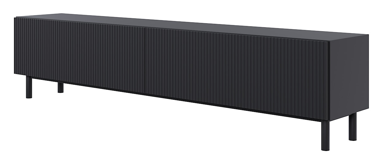 Szafka RTV Veldio New z frezowanym frontem 175 cm czarna  - zdjęcie 8