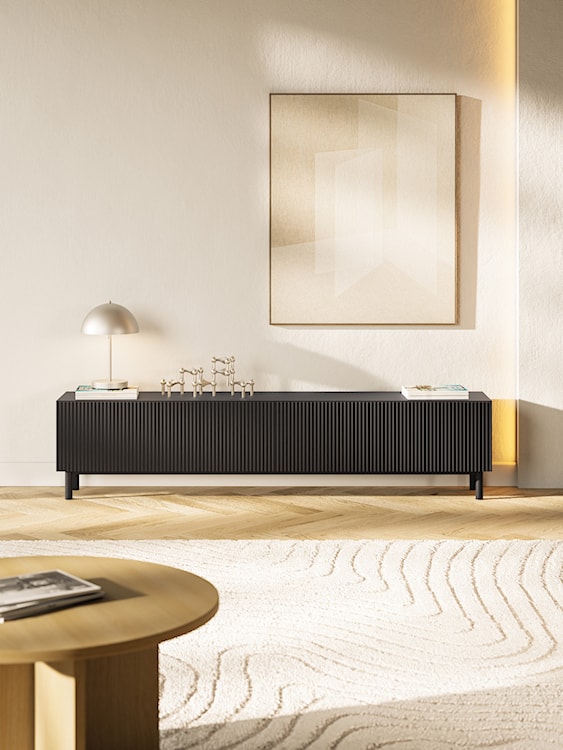 Szafka RTV Veldio New z frezowanym frontem 175 cm czarna  - zdjęcie 2