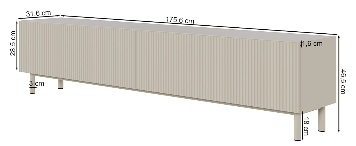 Szafka RTV Veldio New z frezowanym frontem 175 cm czarna  - zdjęcie 9