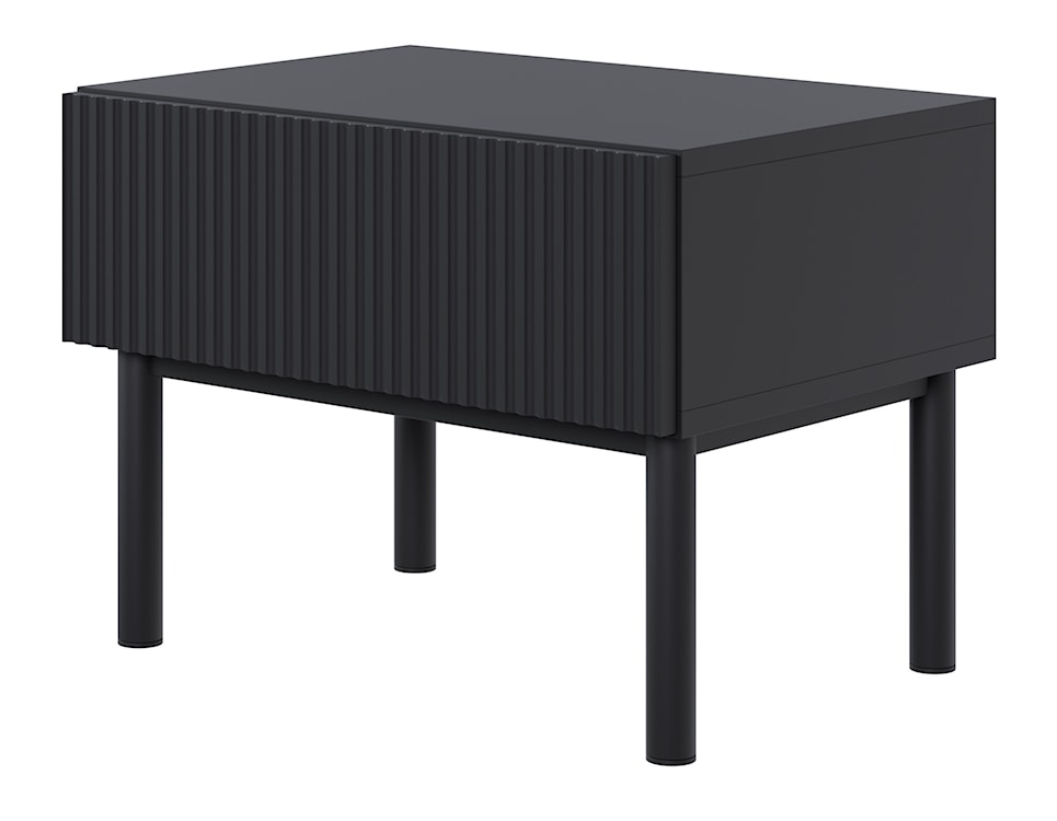 Szafka nocna Veldio New z frezowanym frontem i szufladą 50 cm czarna  - zdjęcie 7