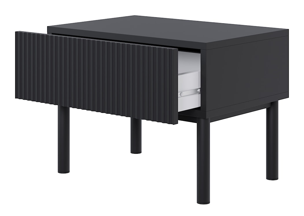 Szafka nocna Veldio New z frezowanym frontem i szufladą 50 cm czarna  - zdjęcie 3