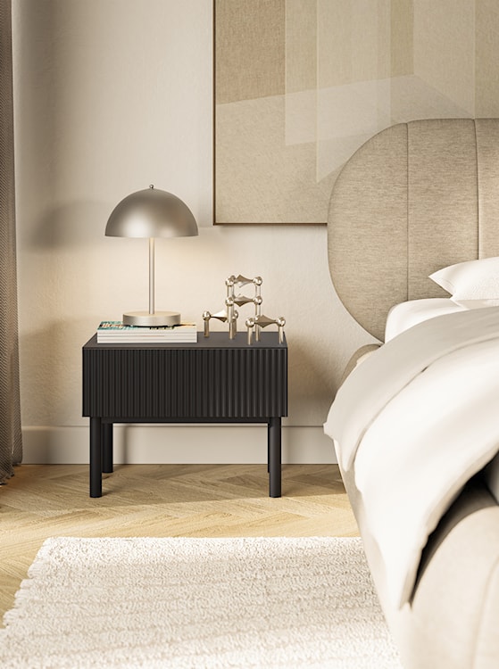 Szafka nocna Veldio New z frezowanym frontem i szufladą 50 cm czarna  - zdjęcie 2