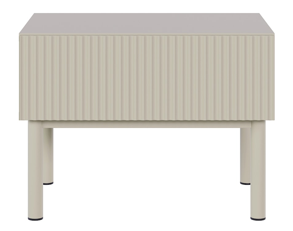 Szafka nocna Veldio New z frezowanym frontem i szufladą 50 cm szary beż  - zdjęcie 5