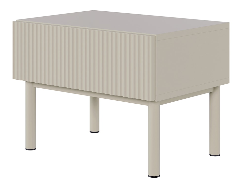 Szafka nocna Veldio New z frezowanym frontem i szufladą 50 cm szary beż  - zdjęcie 7