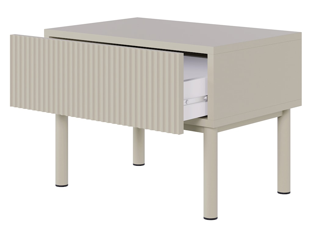 Szafka nocna Veldio New z frezowanym frontem i szufladą 50 cm szary beż  - zdjęcie 3