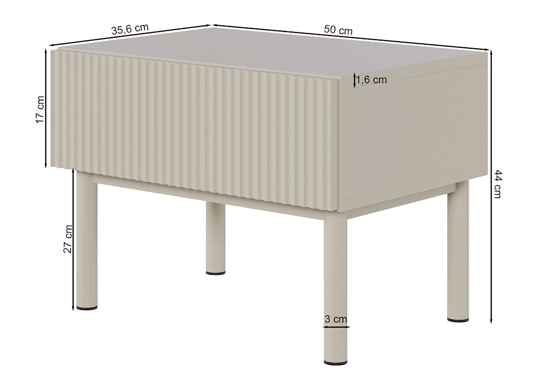 Szafka nocna Veldio New z frezowanym frontem i szufladą 50 cm czarna  - zdjęcie 8