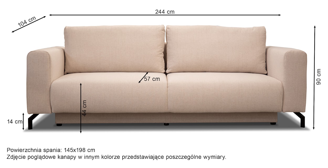 Kanapa rozkładana trzyosobowa Veni z pojemnikiem na pościel jasnobeżowa plecionka  - zdjęcie 5