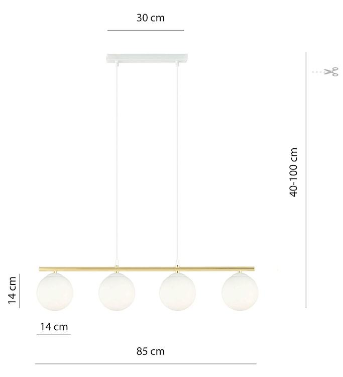 Lampa wisząca Ventisso biało-złota x4  - zdjęcie 5