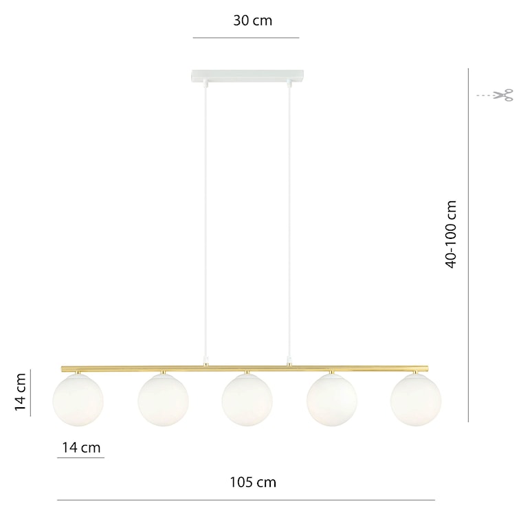 Lampa wisząca Ventisso biało-złota x5  - zdjęcie 5