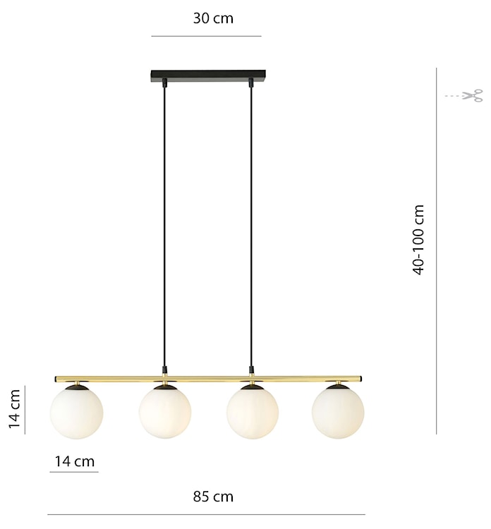 Lampa wisząca Ventisso czarno-złota x4  - zdjęcie 6