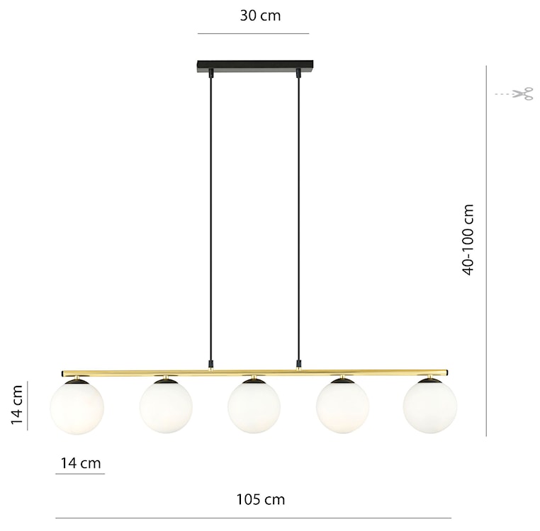 Lampa wisząca Ventisso czarno-złota x5  - zdjęcie 10