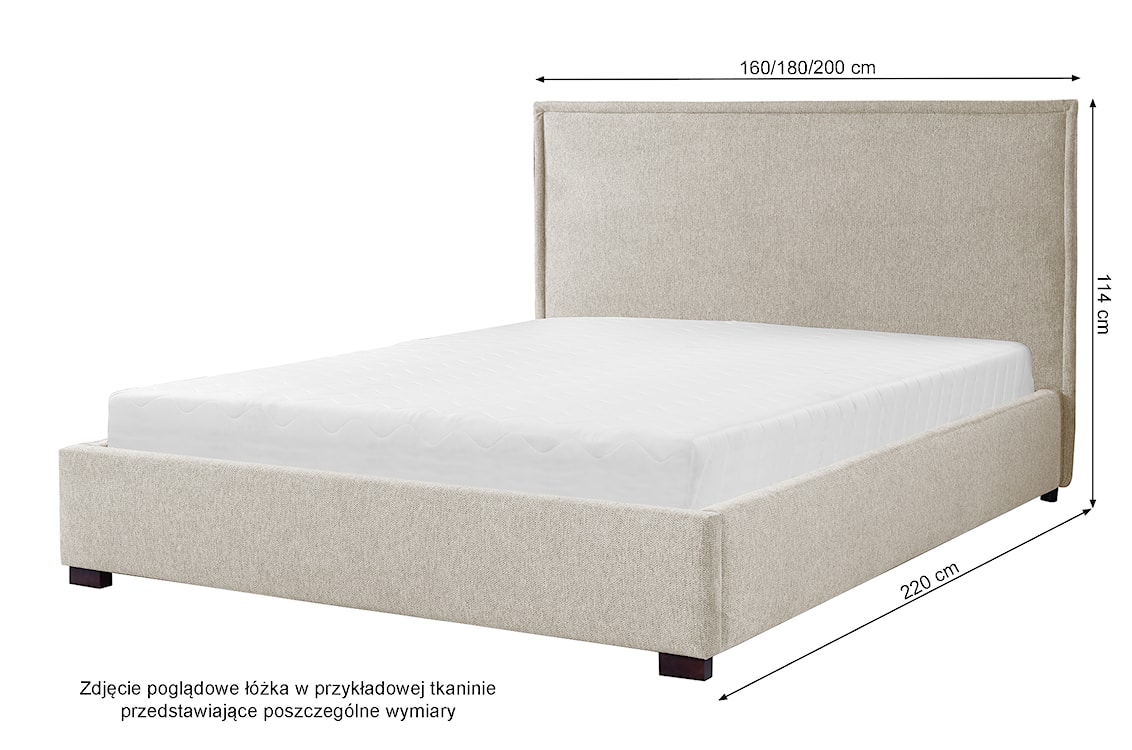 Łózko tapicerowane z pojemnikiem Asombra czarne 140/200 cm w tkaninie hdrofobowej plecionka nogi czarne  - zdjęcie 8