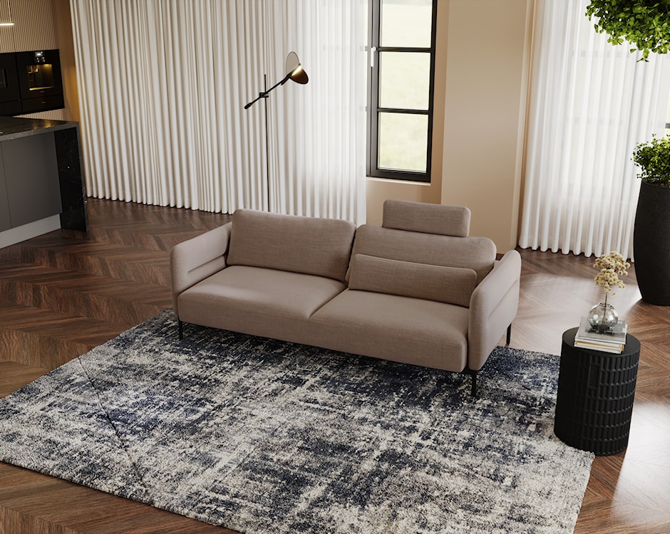 Kanapa rozkładana trzyosobowa Solianero jasnobrązowa plecionka  - zdjęcie 5