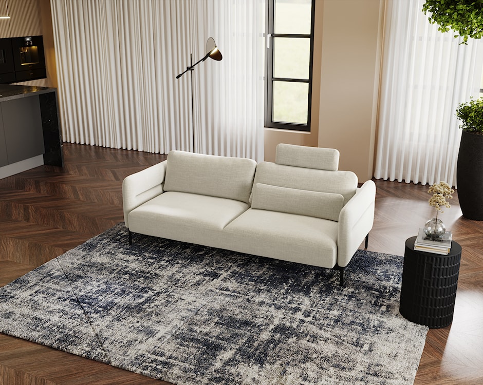 Kanapa rozkładana trzyosobowa Solianero kremowa plecionka  - zdjęcie 4