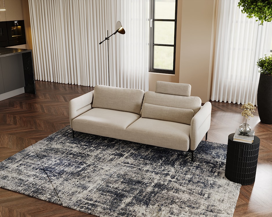 Kanapa rozkładana trzyosobowa Solianero beżowa plecionka  - zdjęcie 4