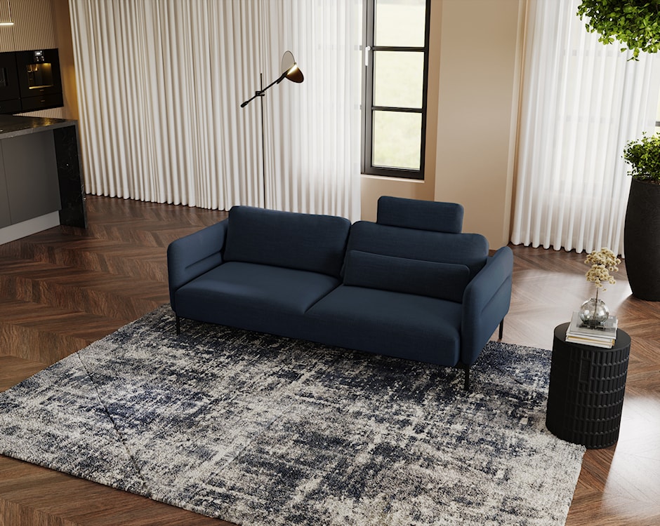 Kanapa rozkładana trzyosobowa Solianero granatowa plecionka  - zdjęcie 5