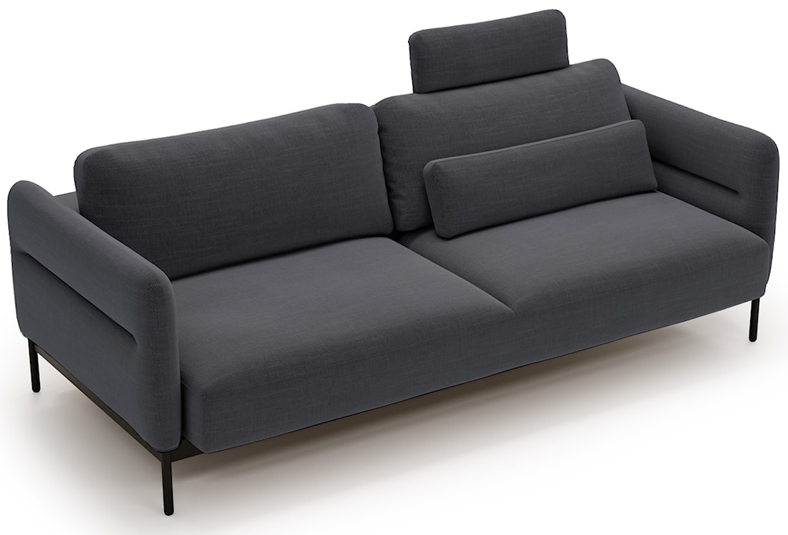 Kanapa rozkładana trzyosobowa Solianero ciemnoszara plecionka  - zdjęcie 7