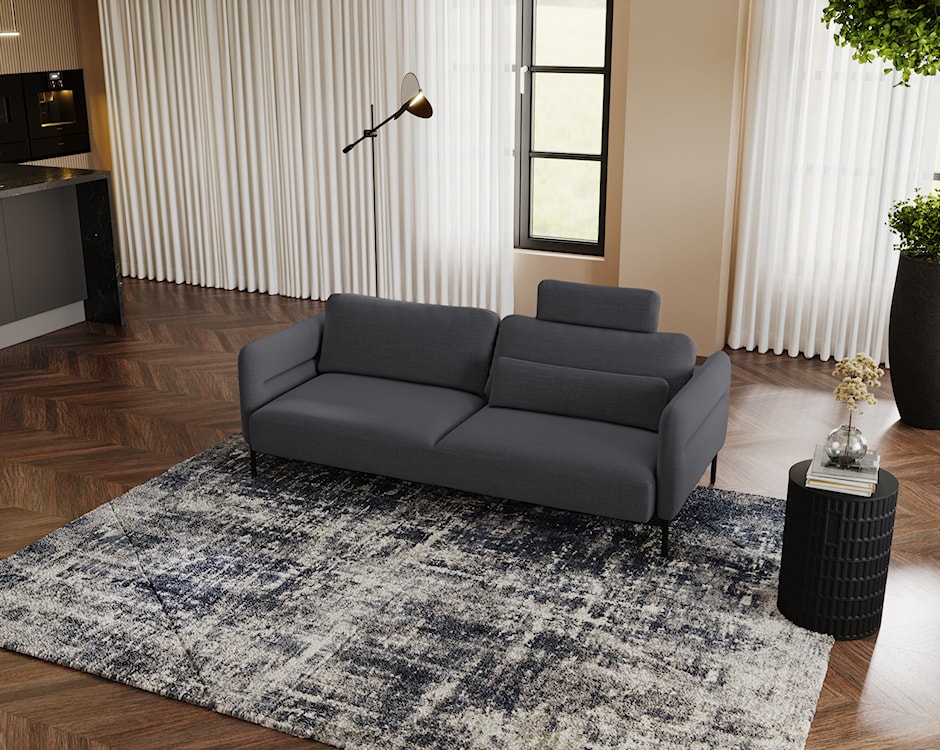 Kanapa rozkładana trzyosobowa Solianero ciemnoszara plecionka  - zdjęcie 5