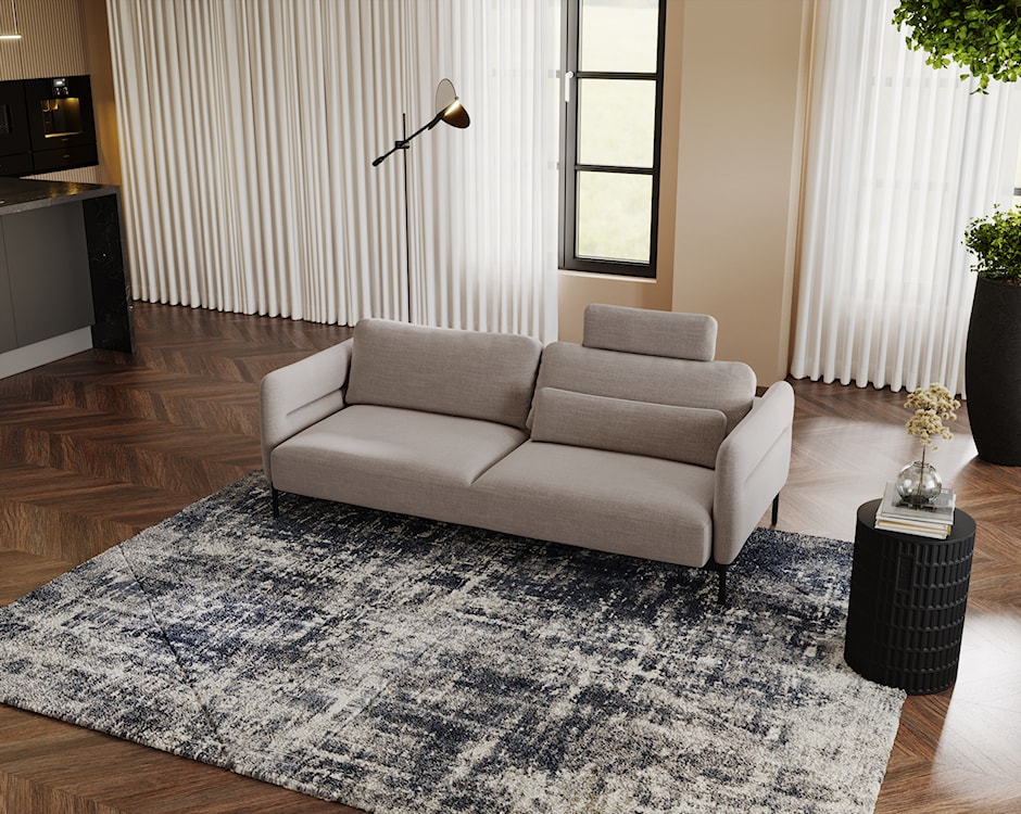 Kanapa rozkładana trzyosobowa Solianero szarobeżowa plecionka  - zdjęcie 4