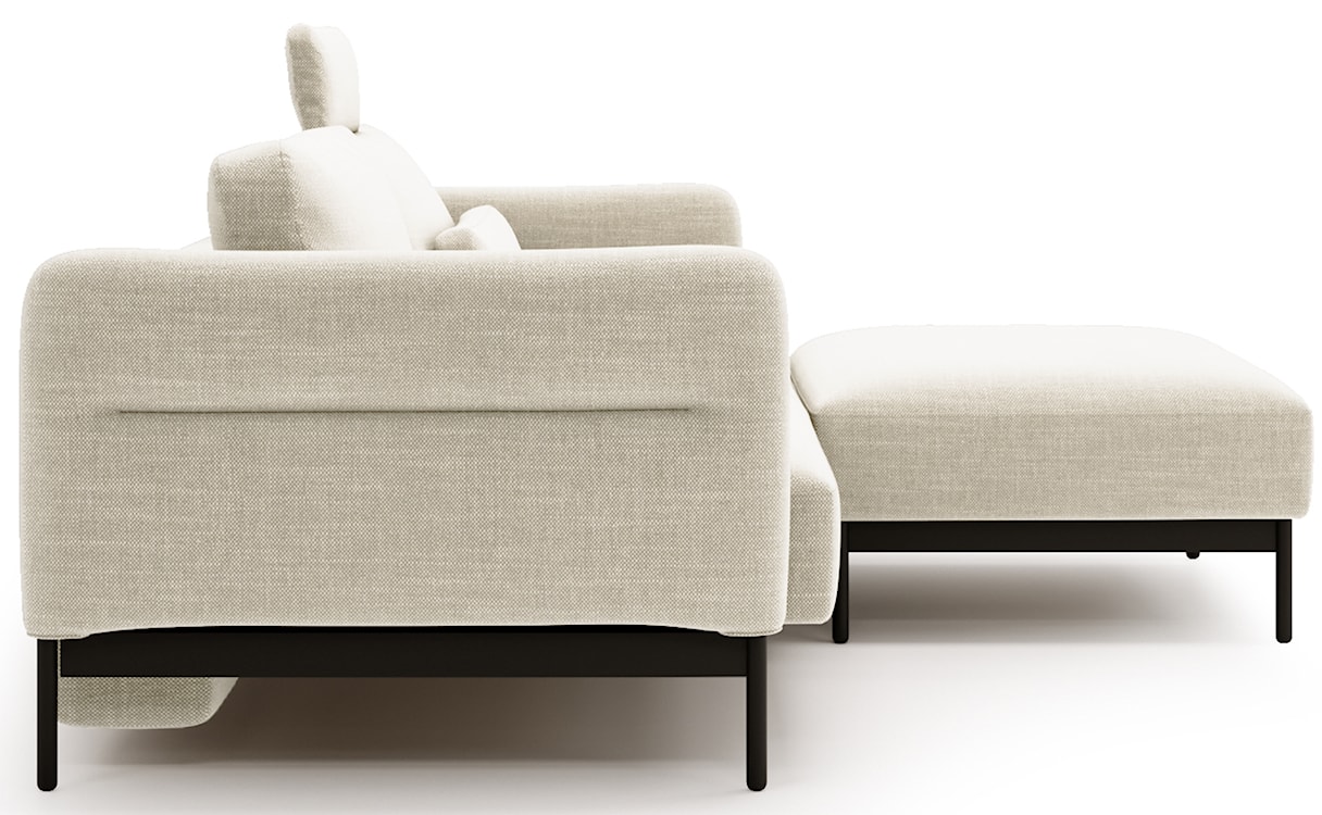 Kanapa rozkładana trzyosobowa Solianero z pufą kremowa plecionka  - zdjęcie 9