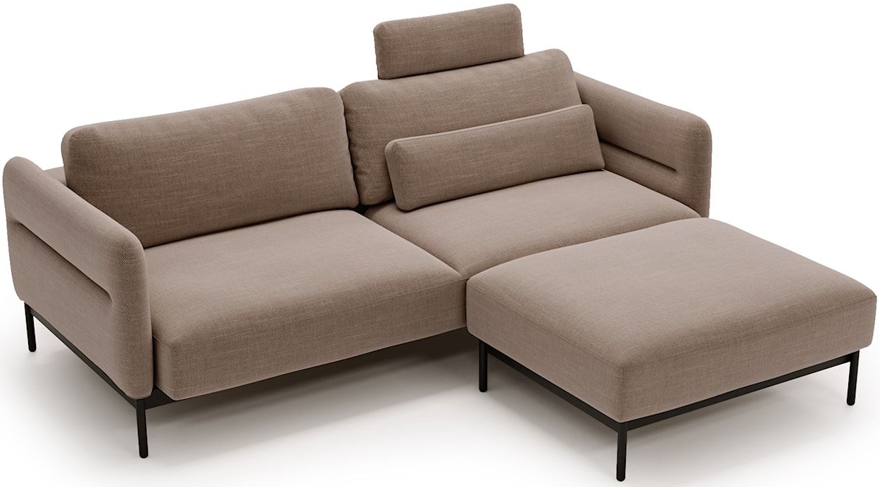 Kanapa rozkładana trzyosobowa Solianero z pufą jasnobrązowa plecionka  - zdjęcie 5