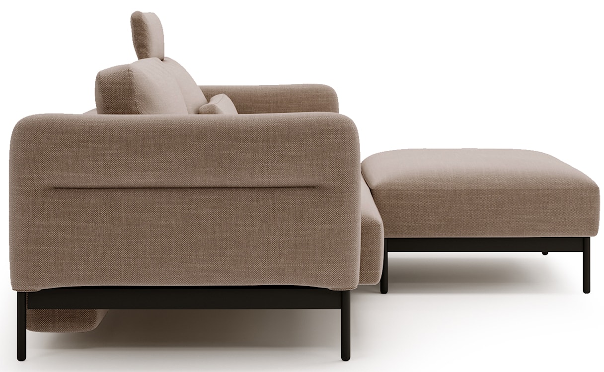 Kanapa rozkładana trzyosobowa Solianero z pufą jasnobrązowa plecionka  - zdjęcie 9