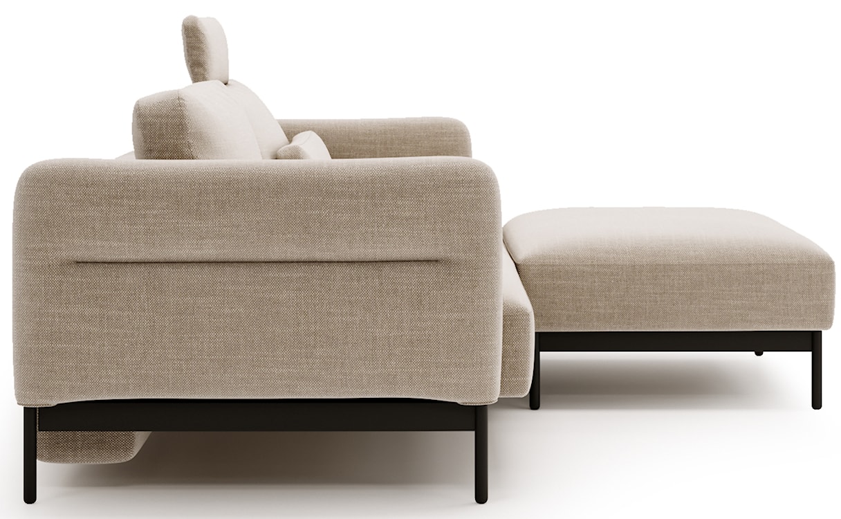 Kanapa rozkładana trzyosobowa Solianero z pufą beżowa plecionka  - zdjęcie 9