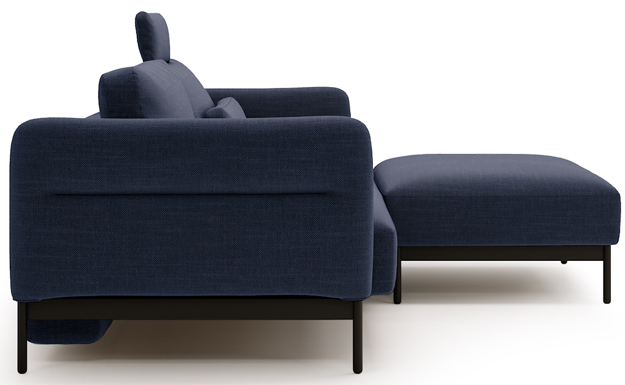 Kanapa rozkładana trzyosobowa Solianero z pufą granatowa plecionka  - zdjęcie 9