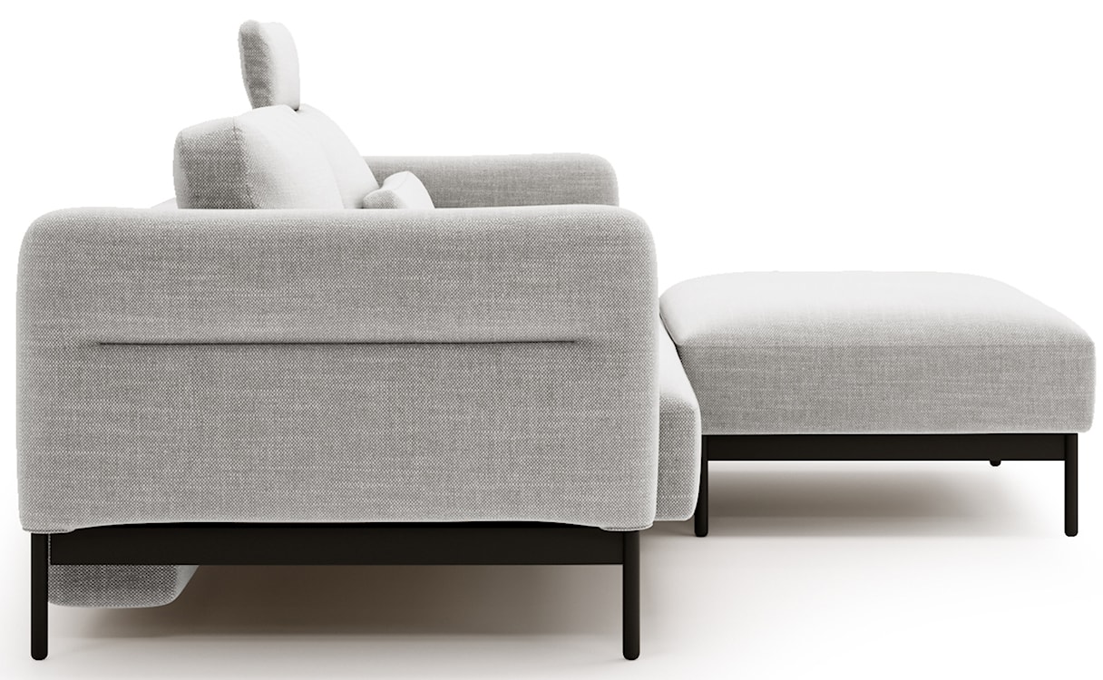 Kanapa rozkładana trzyosobowa Solianero z pufą jasnoszara plecionka  - zdjęcie 9