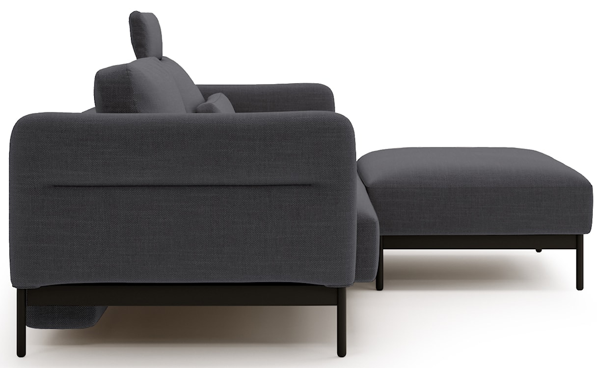 Kanapa rozkładana trzyosobowa Solianero z pufą ciemnoszara plecionka  - zdjęcie 8