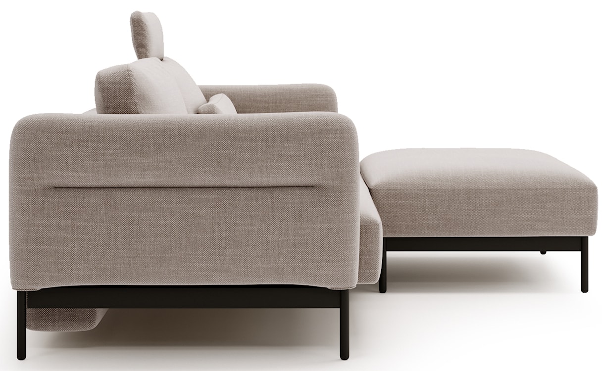 Kanapa rozkładana trzyosobowa Solianero z pufą szarobeżowa plecionka  - zdjęcie 9