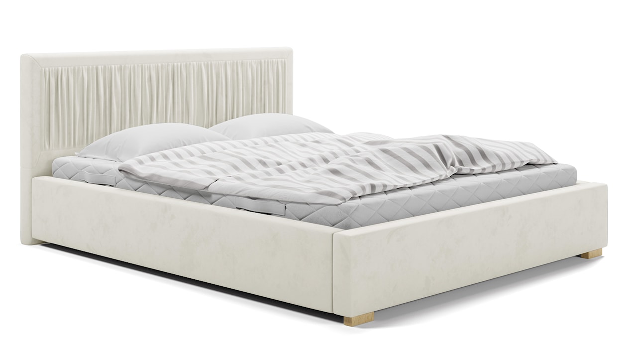 Łóżko tapicerowane 120x200 cm Torrento z pojemnikiem kremowe velvet hydrofobowe 