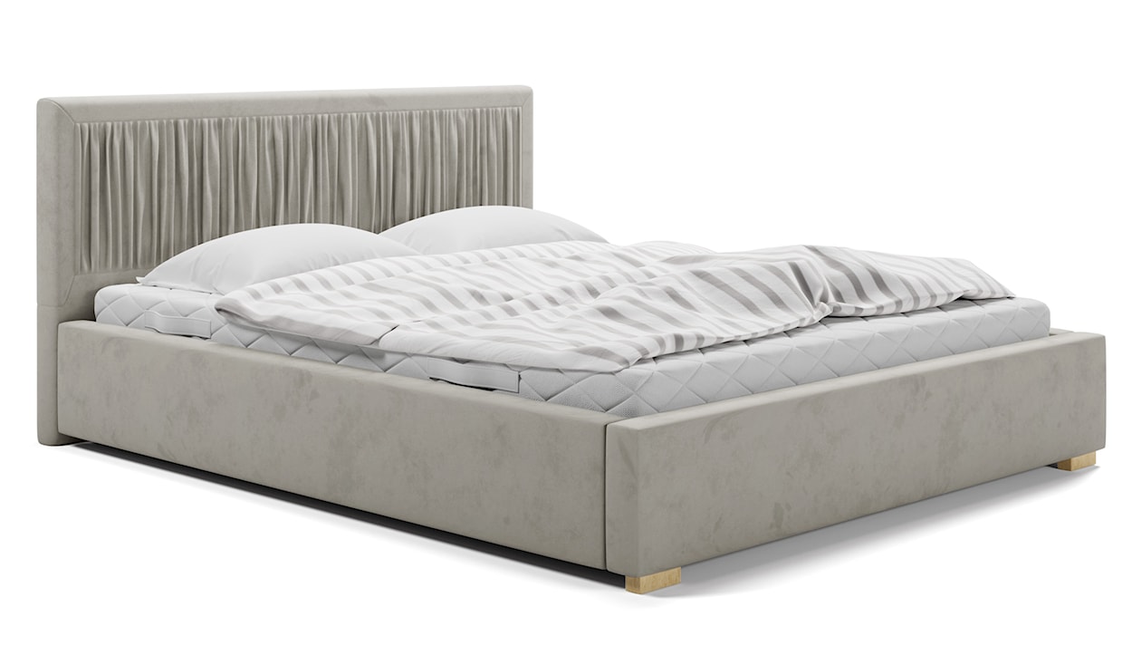 Łóżko tapicerowane 160x200 cm Torrento z pojemnikiem szarobeżowe velvet hydrofobowe 