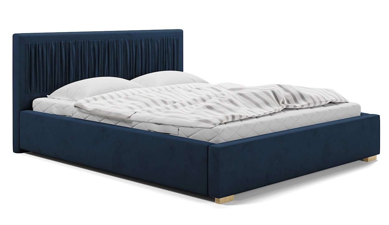 Łóżko tapicerowane 160x200 cm Torrento z pojemnikiem granatowe velvet hydrofobowe 
