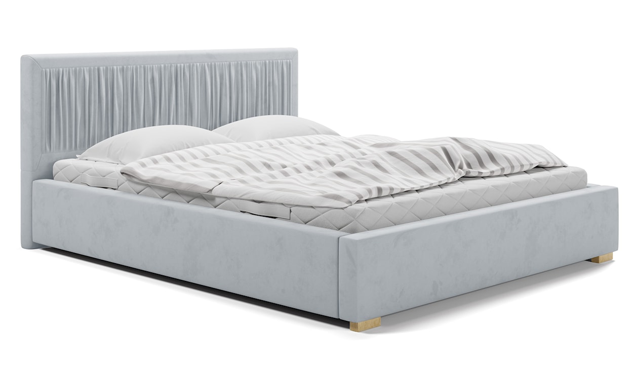 Łóżko tapicerowane 120x200 cm Torrento z pojemnikiem jasnoszare velvet hydrofobowe 
