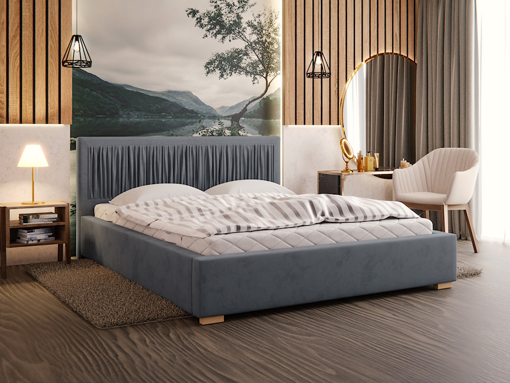 Łóżko tapicerowane 120x200 cm Torrento z pojemnikiem ciemnoszare velvet hydrofobowe  - zdjęcie 3