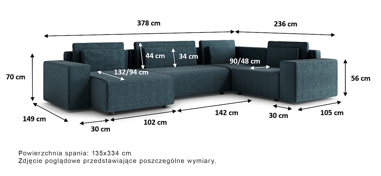 Narożnik z funkcją spania Vesna U-kształtny prawostronny z pojemnikiem jasnoszary plecionka  - zdjęcie 5