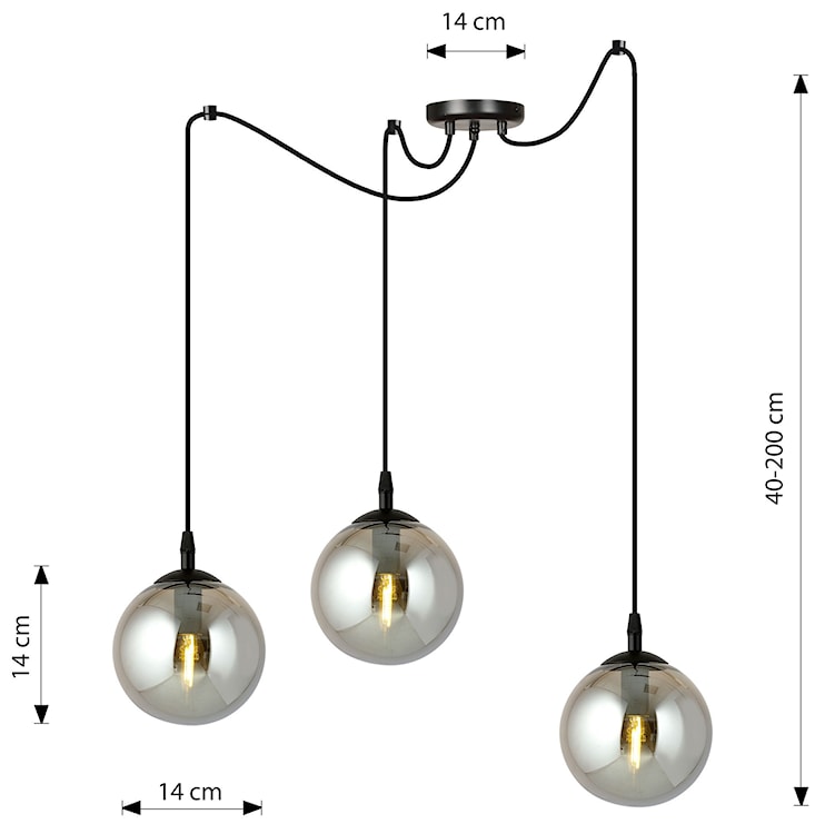 Lampa wisząca Vetralla grafitowa x3  - zdjęcie 4