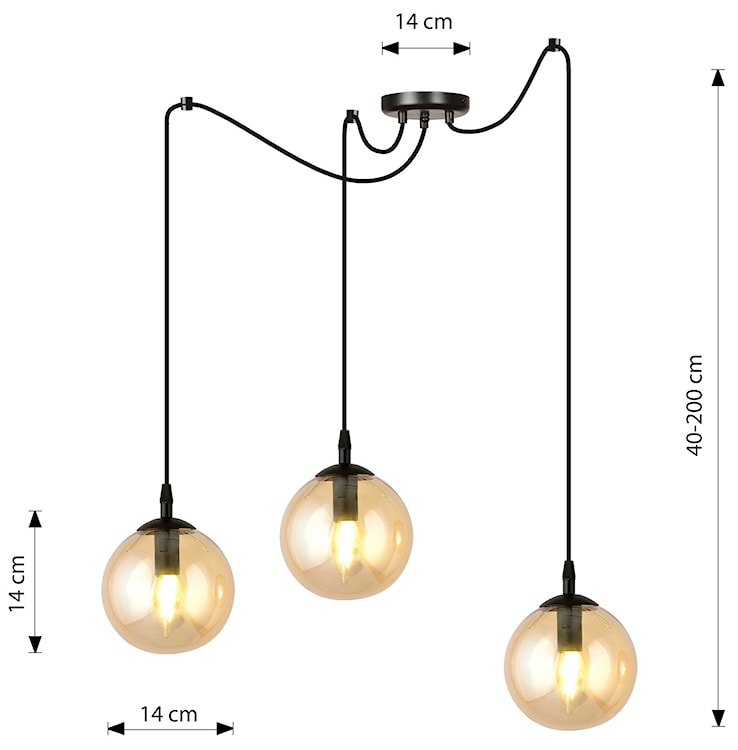 Lampa wisząca Vetralla miodowa x3  - zdjęcie 4