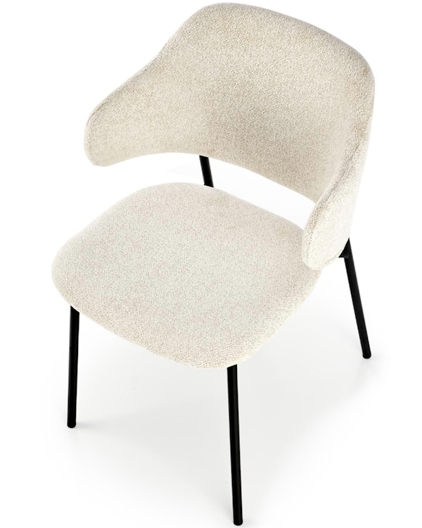 Krzesło tapicerowane Roomely z podłokietnikami kremowy  - zdjęcie 4