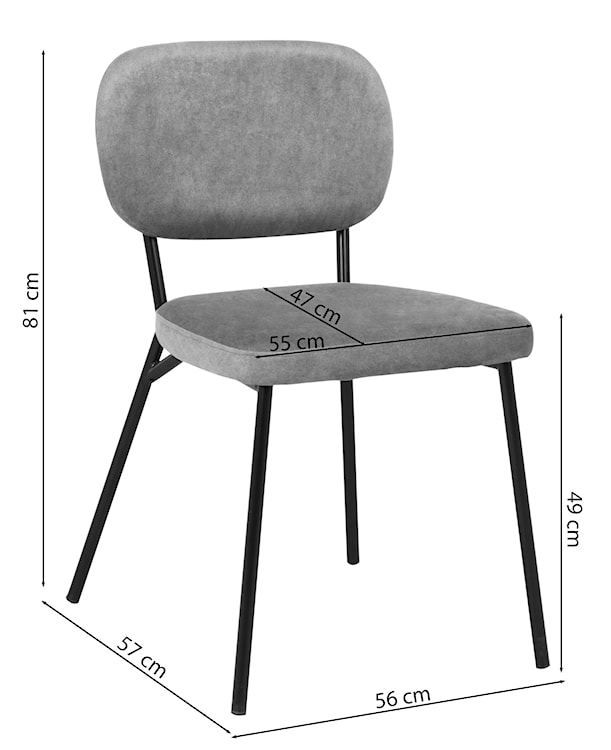 Krzesło tapicerowane Brevery szare  - zdjęcie 10