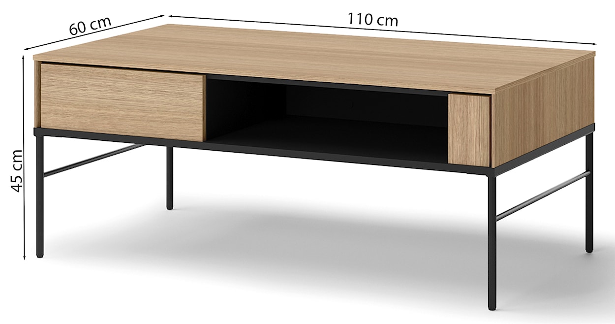 Stolik kawowy Visso z wnęką 110x60 cm dąb linearny  - zdjęcie 5