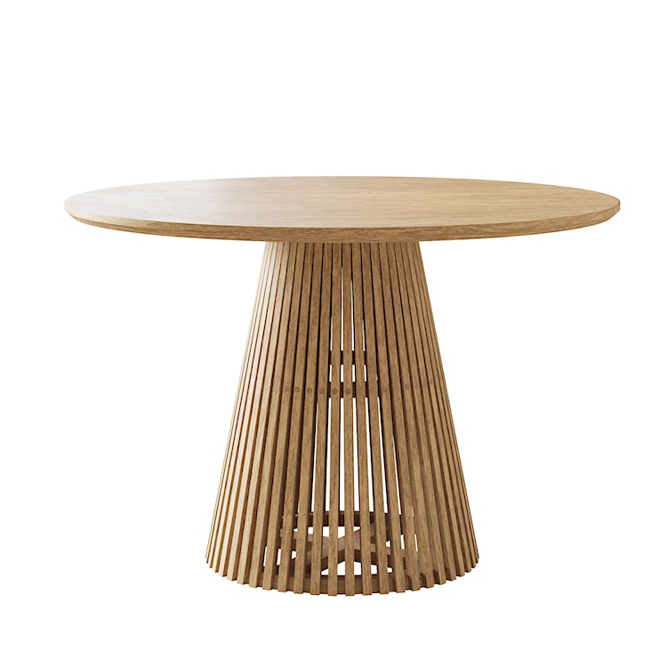 Stół okrągły Envisin średnica 120 cm dąb naturalny lamele  - zdjęcie 4