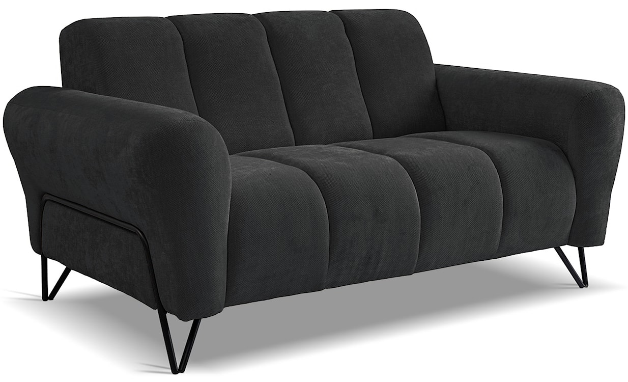 Sofa dwuosobowa Volare czarna szenil łatwoczyszczący  - zdjęcie 3
